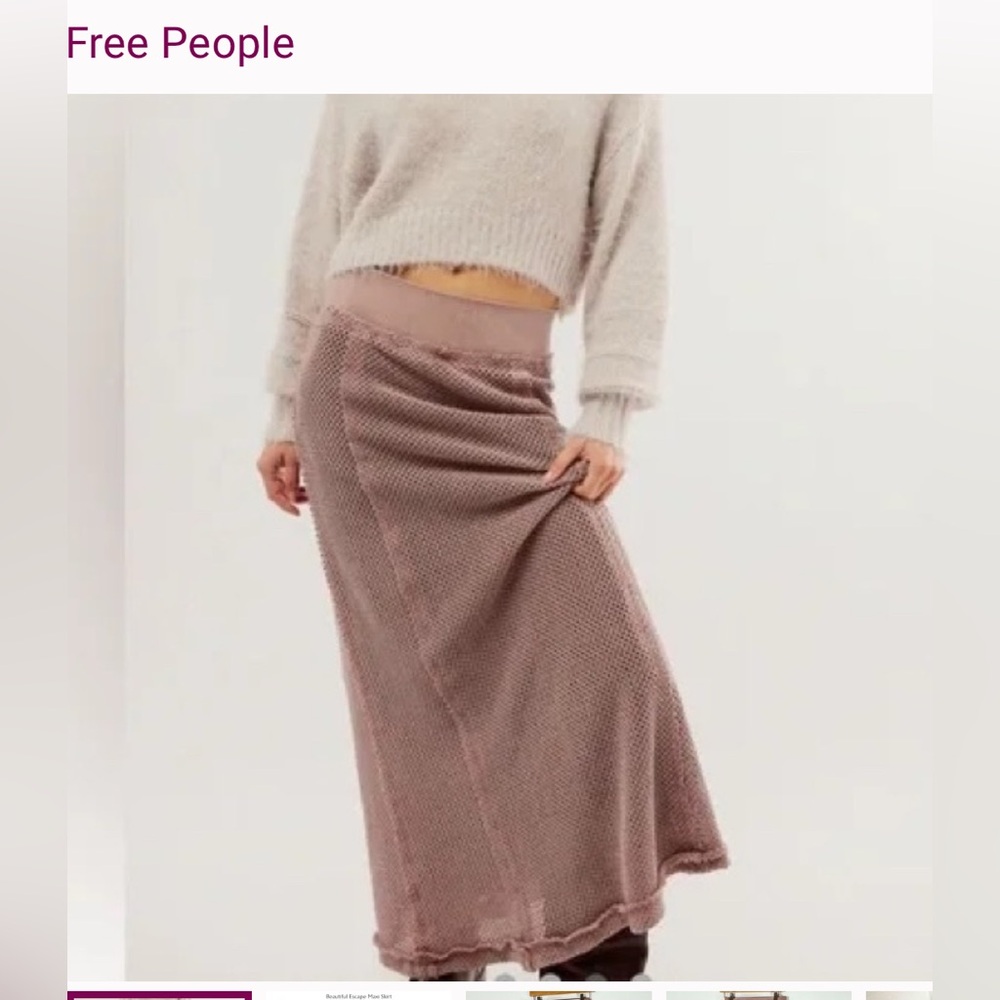 Free People Beautiful Escape Maxi Skirt Size XL Color Mauve